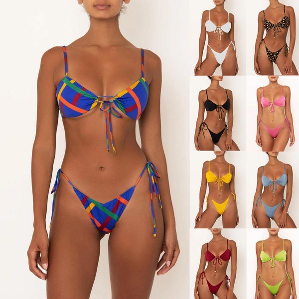 

summer printed swimwear women's fashion split bikini suits beach outdoor sports beachwear traje de baño niña#g30, White;black