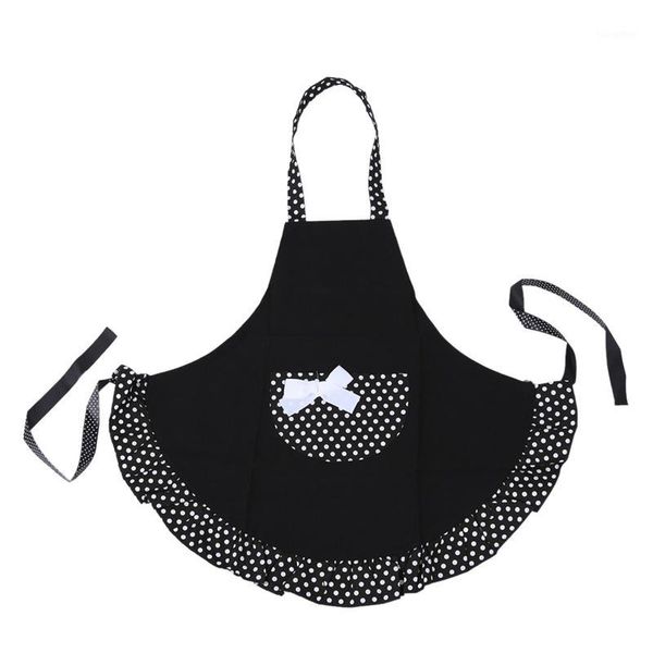 

lovely cotton polka dot pattern working chefs kitchen cooking cook women's bib apron with bowknots pockets design great gift for1