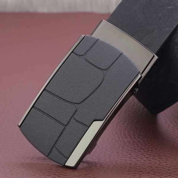 

head leather automatic button teeth hole leisure men's korean no card slot belt, Black;brown