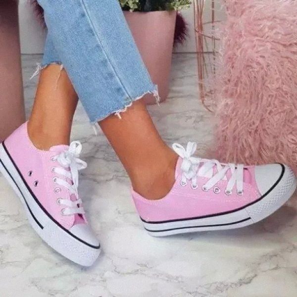 

women canvas sneakers shoes flats vulcanized walking autumn comfortable lace up students summer ladies flat casual female #gh7m