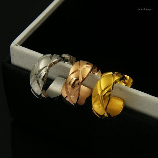 

hoop & huggie classical crush 150mm hopp earring simple round cross no zircon stone cuff titanium steel material for women jewelry1, Golden;silver