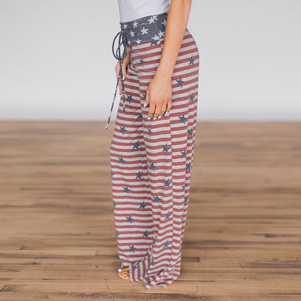 

wholesale 23 color women's elastic sports trousers loose jogging fitness wide leg pants ladies printed casual harem pants trousers, White;red