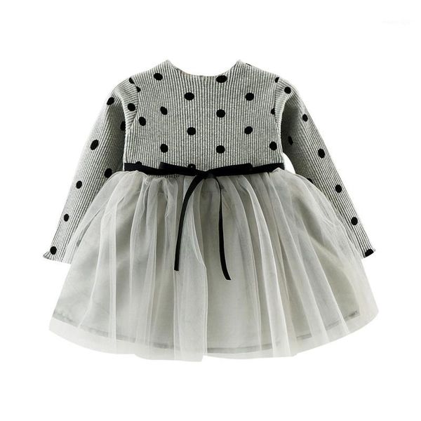 

girl's dresses autumn baby girls cute beautiful sweater dress kids polka dot stitching yarn princess long sleeve 1, Red;yellow