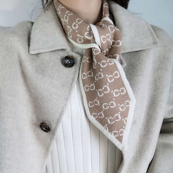 

poin 2019 fashion new knitting korean wool double sided female autumn winter student scarf, Red;brown