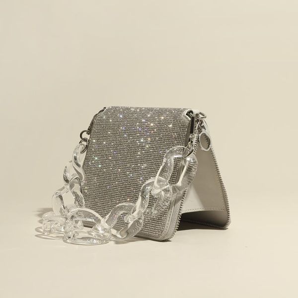 

2020 зима новый корейская женской сумки акриловой цепи сумка модно полные алмазы банкет молнии маленького для леди