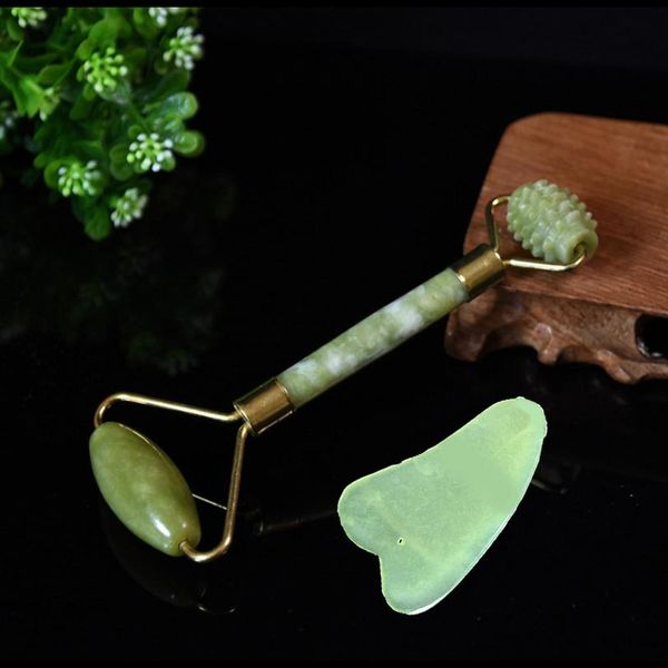 

anti aging natural jade roller for face and gua sha massage tool set therapy facial roller with double neck slimming massager ifyou