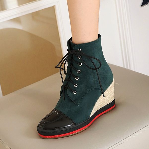 

2021 new comes ankle wedges high heels black boots 43 i6sg