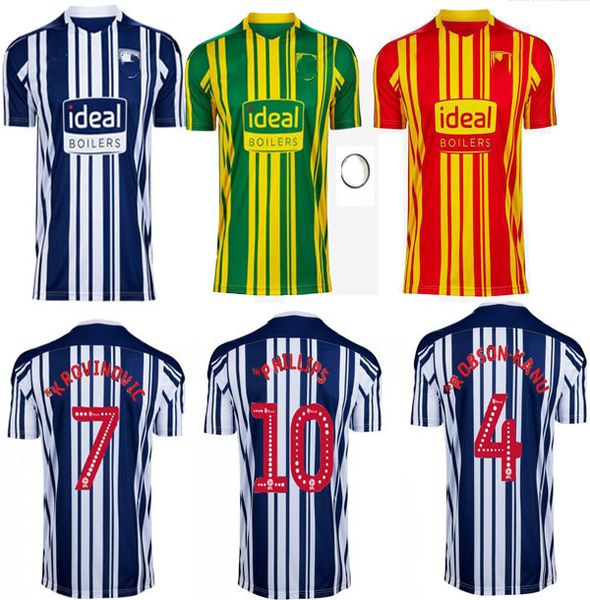 

new west bromwich albion home soccer jerseys 2020 2021 oliver burke pereira livermore phillips callum robinson football shirts, Black;yellow