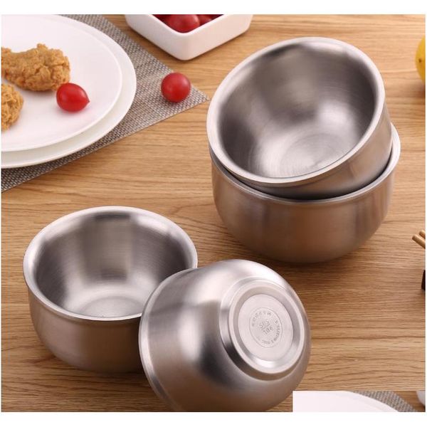 

popular double layer rice bowl 304 stainless steel korean type resistant children bowls fxjkb