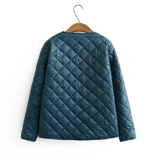 

2021 new 4xl plus size lightweight cotton women winter warm liner collarless coat with botton female slim jackets pfuk, Black