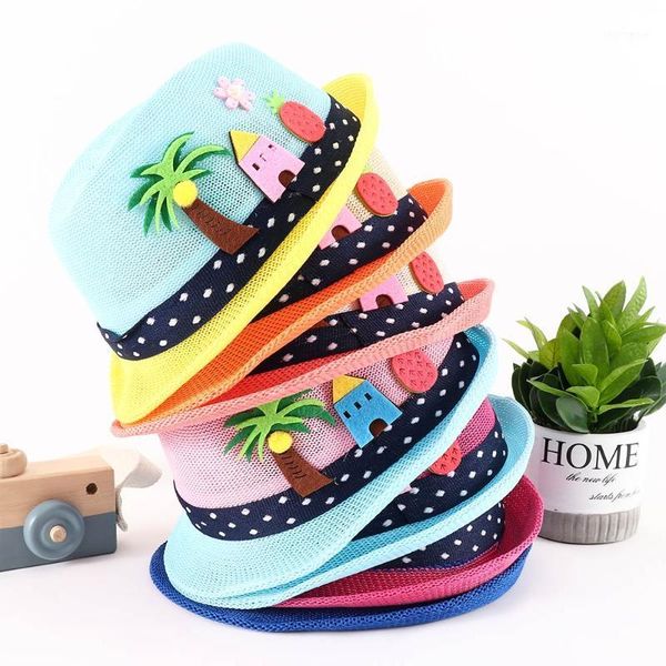 

wide brim hats fashion summer baby hat children cap for girls boys kids sun beach straw jazz1, Blue;gray