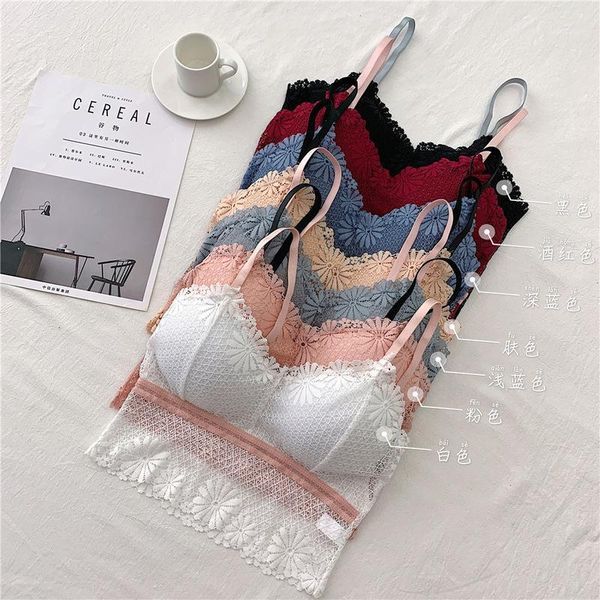 

2020 summer new lace beautiful back bra wrapped chest underwear no steel ring tube gathered sling women staniki damskie1, Black;white