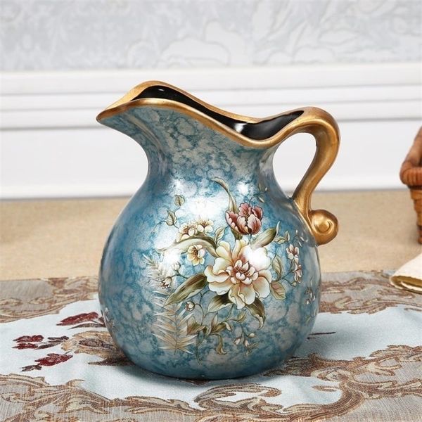 Moderno e lussuoso semplice mesa di pittura di fiori e uccelli in vaso di ceramica piccolo vaso per il latte processo di decorazione domestica LJ201208