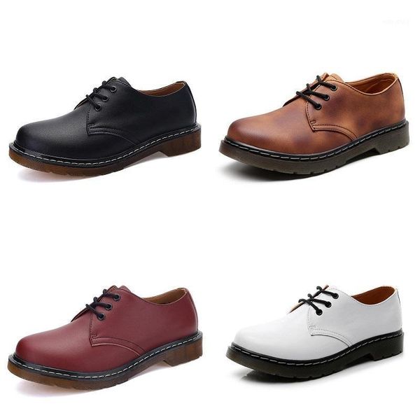

original women boots chunky 3 eye leather low winter men casual motorcycle woman shoes fashion women boots1, Black