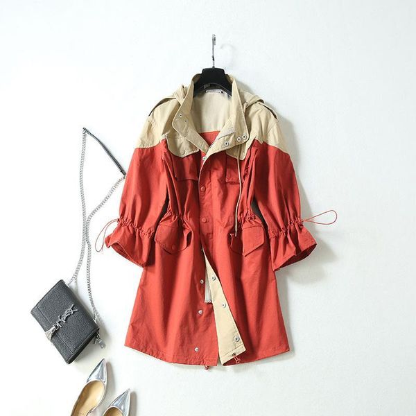 

korean-styleworkwear trench long coat for women gothic abrigos mujer invierno 2020 ladies coats abrigo de lana mujer d91821, Tan;black