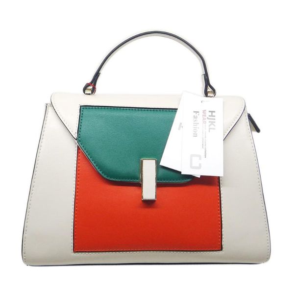 

women white orange green patchwork color genuine leather handbags lady fashion single shoulder cross body bags ing