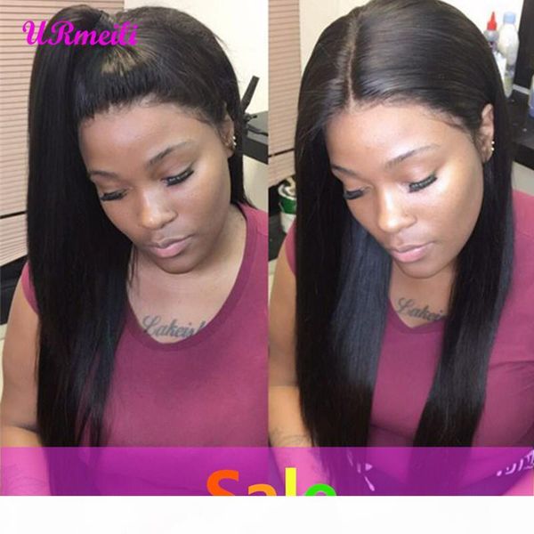 

straight human hair lace front wigs for black women with baby hair brazilian human virgin hair lace front wigs perruques de cheveux humains, Black;brown