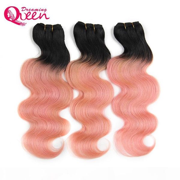 

rose gold color ombre brazilian body wave ombre virgin human hair extension weaves bundles hair 3 bundles ombre hair weave ing, Black