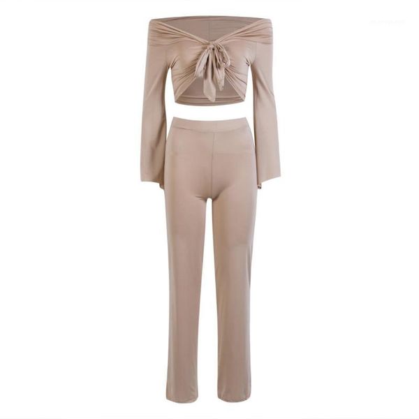 

women sets v neck long sleeve blouses summer long pants trousers ladies casual outfits clothes1, Gray