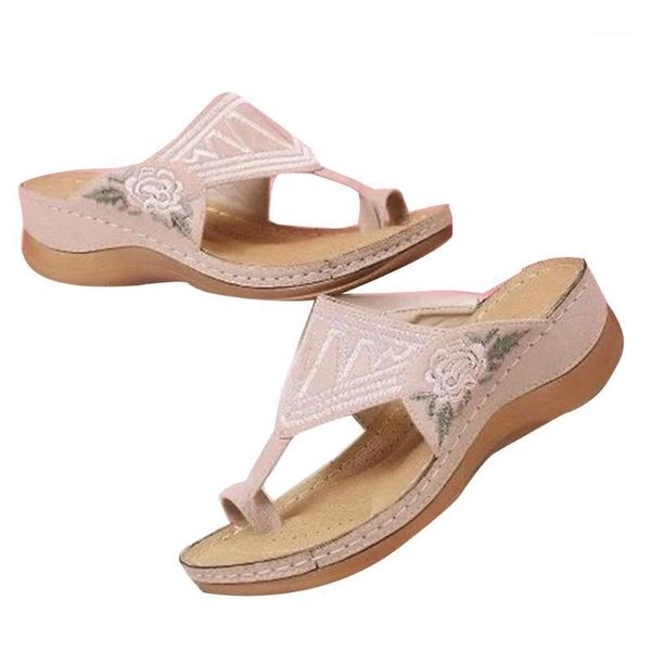 

embroidery comfy wedges sandals casual summer beach daily women slipper jl1, Black