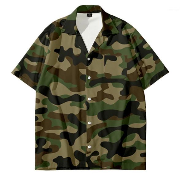 

spring summer 2020 shirts for man 3d camouflage casual shirts short sleeve hawaiian shirt men's button down floral fashion1, White;black