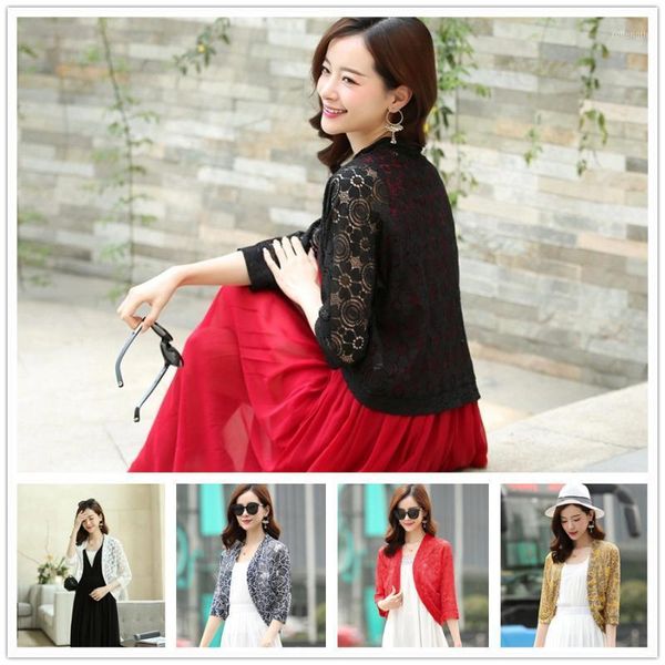 

white black red yellow women short sleeve shrug bolero lace wedding bridal summer jacket elegant lace cape puls size1, Black;white