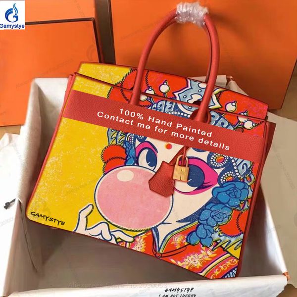 

2021 handbags genuine leather handle bags painted chinese opera girl women messenger bag female shoulder bag luxury classic, Black;red