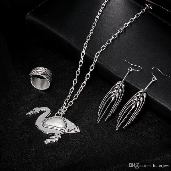 

party jewelry set swan duck animal men women bohemia jewelry set, Silver