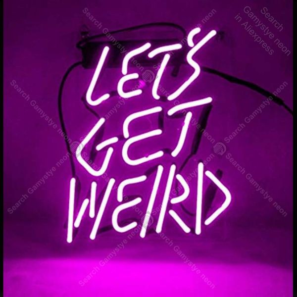 

purple lets get weird real glass for gift or home bedroom beer pub decor neon light signs bright iconic sign neon light art