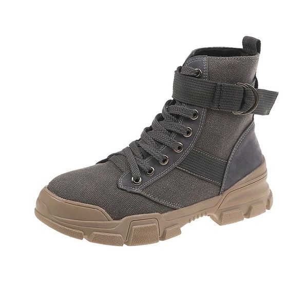 

boots female 2021 autumn thick bottom net red sports shoes wild england fan car ins tide, Black