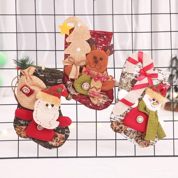 

christmas decorations santa claus snowman socks tree hanging gift bags bags1