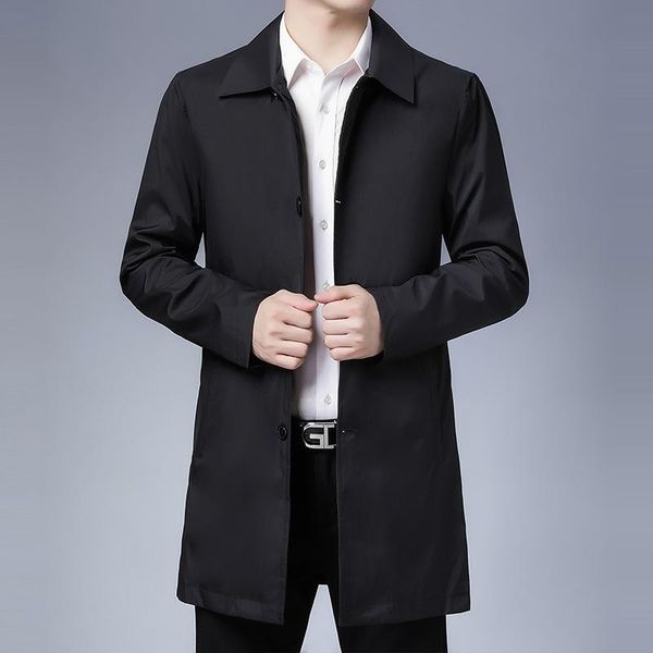 

men's duster mid-length high-end glorious trend slim fit casual british coat male autumn & winter overcoat, Tan;black