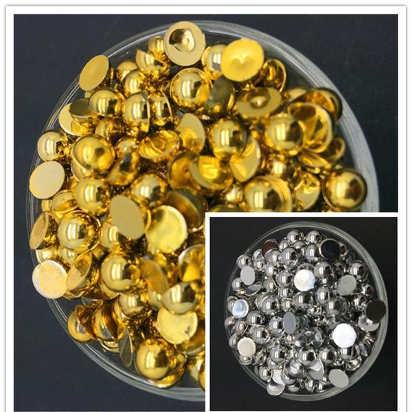 

3/4/5/6/8/10mm gold silve half pearl bead flat back scrapbook for craft flatback 3/4/5/6/8/1 jllkcx, Black