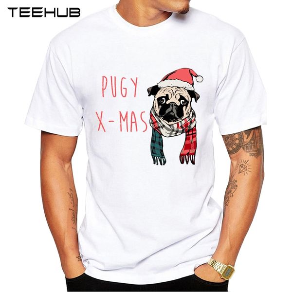 

teehub pugy x mas печати футболка мода повседневная фитнес прохладный рождество мопс футболка лето с коротким рукавом с капюшоном спортивный