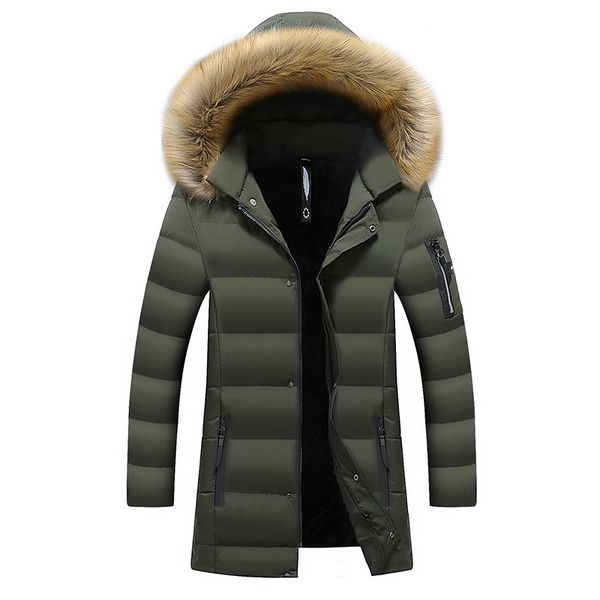 

hooded winter thick parka men warm black jacket and coat long style jacket fur collar windproof overcoat 8xl kg-41
