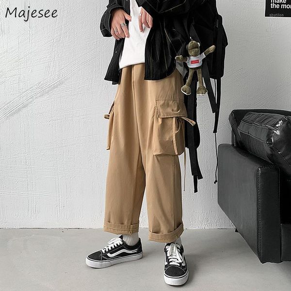 

men's pants men multi-pockets cargo pant ankle-length leisure chic streetwear hip-hop harajuku all-match ulzzang joggers korean style1, Black
