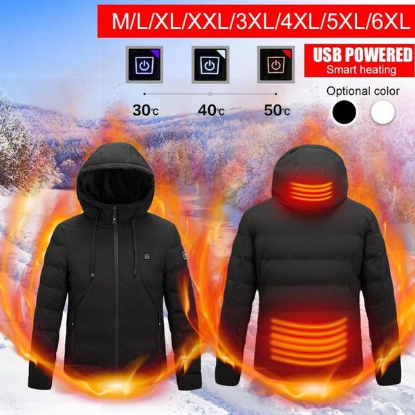 

6xl large size heating jacket usb heating three-speed thermostat men's cotton clothing electric heated jacket winter warm clotes, Gray;blue