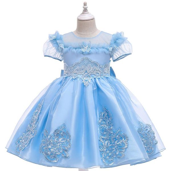 

2020 children's clothing children clothes style girls clothes light blue dreamy lace princess dress for girls summer 3-10 years girls d