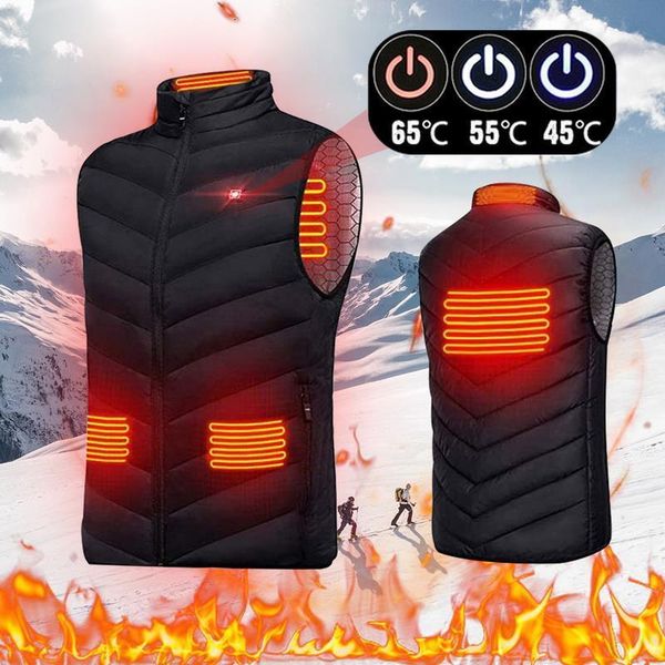 

men outdoor usb infrared heating vest jacket winter flexible electric battery heat thermal clothing waistcoat for sports hiking, Black;white