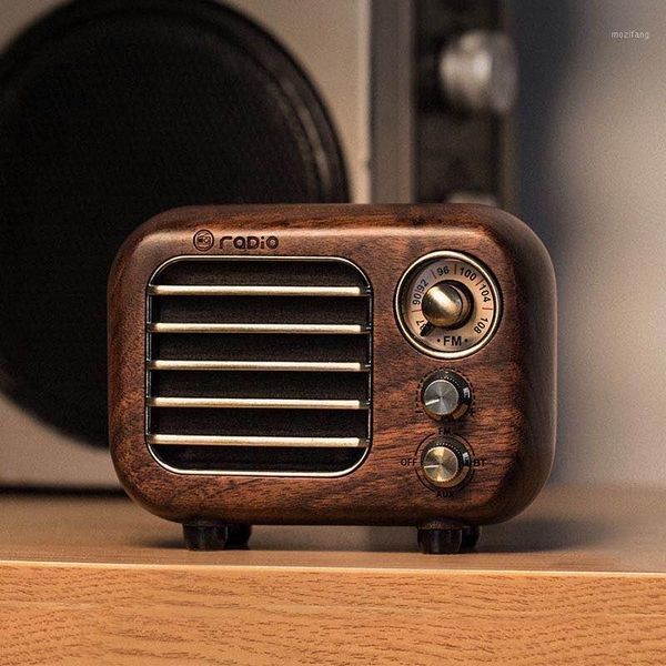 

retro radio bluetooth small speaker - vintage radios portable fm receiver, old fashioned classic wooden mp3 music player with tf1