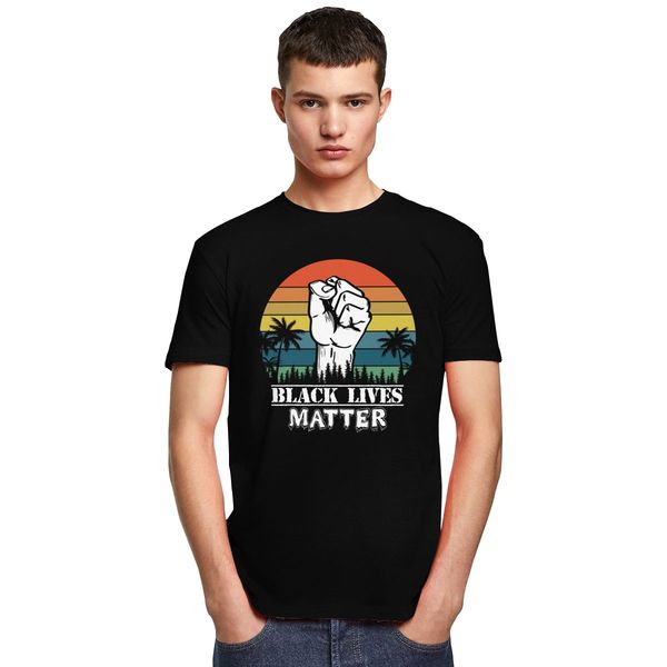 

sport trendy vintage black lives matter t shirt for men short sleeved leisure tee power fist tshirt o-neck cotton t-shirt merchandise
