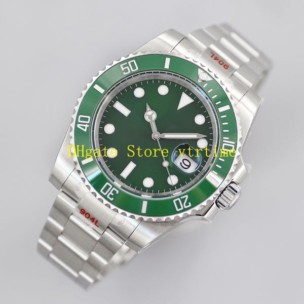 

vs factory watches 904l with original box mens 40mm green 116610 correct card number 116610 diving 3135 mens automatic waterproof watch, Slivery;brown