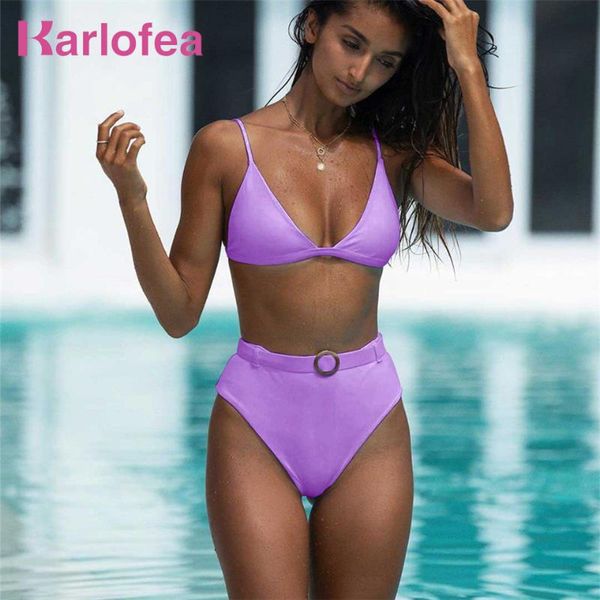 

karlofea women micro triangle bikini set fashion buckle shorts two piece swimsuit halter summer sunbathing two piece sets, White;black