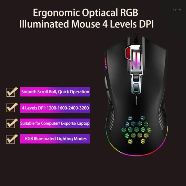 

mouse with usb chargeing port design ergonomic optiacal rgb illuminated mouse 4levels dpi for lapcomputers e-sports portable1