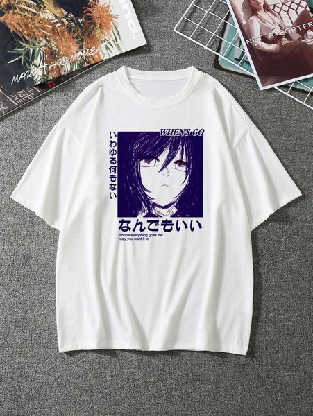 

men japanese letter and figure graphic tee h2uz#, White;black