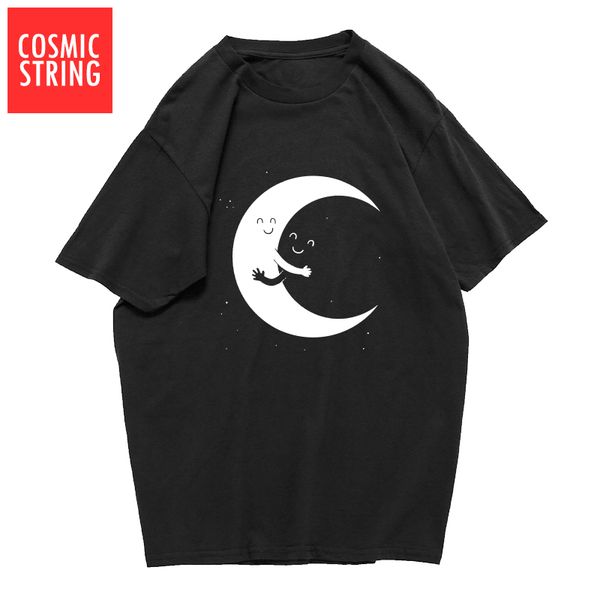 

cosmic string short sleeve moon print casual oversized summer tshirt cool male s sport hooded sweatshirt hoodie men t shirt