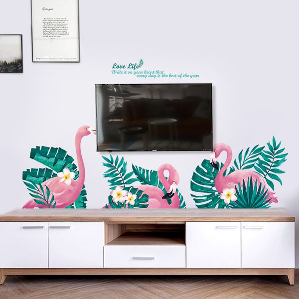 

romantic flamingo baseboard wall paper southeast asia ins nordic studio decoration decorative painting fashion wall stickers