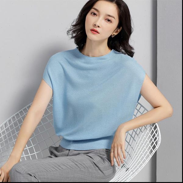 

batwing sleeve women summer blouses for 2021 knitted fashion shiny shirt pullovers jumper knitting casual pullovers ladies, White