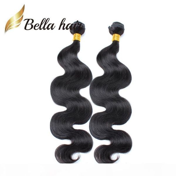

bella hair 100% unprocessed brazilian human hair extension natural color hair weave 4 bundles 9a wavy body wave ing, Black