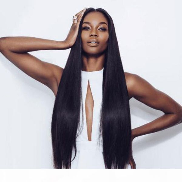 

human hair wig silky straight for women glueless virgin hair brazilian lacefront wig long black silky straight full lace wigs baby hair, Black;brown